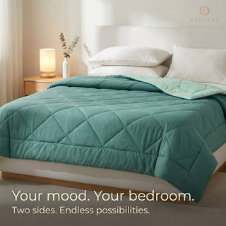 Epicasa Reversible Comforter | 200 GSM Thermal Bonded Fill | 110 GSM Micro Peach Fabric | All Season AC Quilt | Diamond Quilted | Lightweight Duvet Blanket for Home Bedroom |