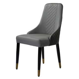 Elena Leather Dining chair with Gold Finish Metal Legs - Grey
