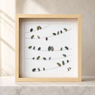 Kindred Wings – Handcrafted Natural Pebble Art Frame