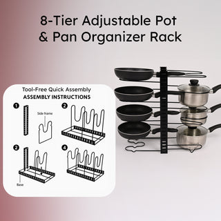 Pots & Pans Storage Rack Metal 8 Tier – Black