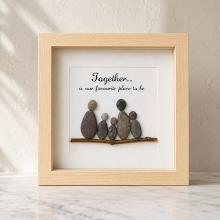 Our Favourite Place — Handcrafted Family of Five Pebble Art Frame