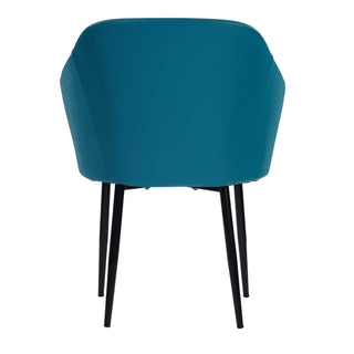 Erika Dining Leather Chair With Cushion and Metal Legs - Blue