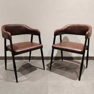 Asiano Dining Chair with Metal Legs - Brown