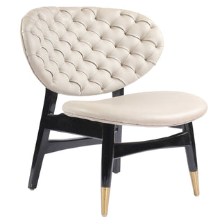 Summer Lounge Chair PU Leather Upholstered with Wodden Legs - White Chair urbancart