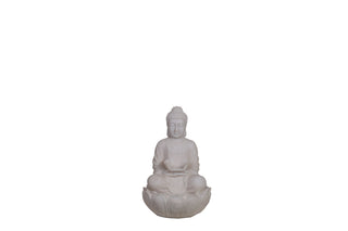 White Meditating Buddha Statue Sitting on Lotus