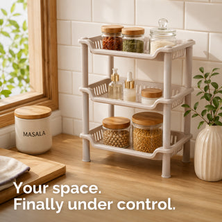 3-Layer Plastic Kitchen Storage Basket Rack