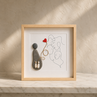 Where Hearts Meet Home | Handcrafted Pebble Art  Frame