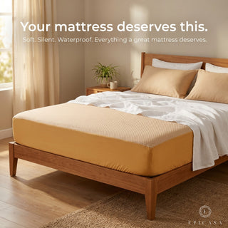 Epicasa 100% Waterproof Mattress Protector | 250 GSM Premium Jacquard Weave | Noiseless & Breathable Fitted Bed Protector | Hypoallergenic | Blocks Dust Mites & Allergens | 360° Elasticated fit | Machine Washable | Made in India | Classic Beige