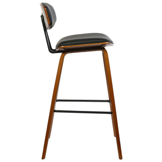 Dario Wooden High Chair With Curvy Leather Seat And Backrest.
