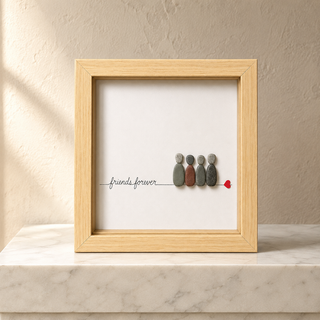 Side by Side | Handcrafted Natural Pebble Art | Friends Forever Frame | 5x7 Inch