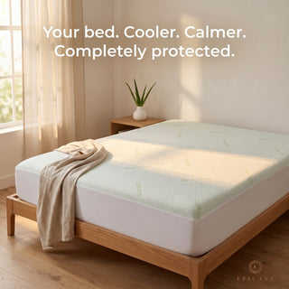 Epicasa Aloe Vera infused Mattress Protector | 250 GSM Waterproof Fitted Cover | Breathable Honeycomb Fabric | Noiseless & Skin-Friendly | 360° Elasticated fit | Hypoallergenic | Blocks Dust Mites & Allergens   | Machine Washable | Made in India