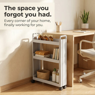 Plastic Rolling Storage Trolley - Grey