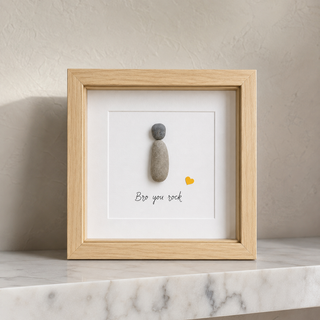 Bro You Rock - Handcrafted Natural Pebble Art Frame