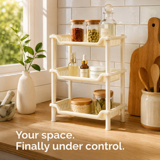 3-Layer Plastic Kitchen Storage Basket Rack
