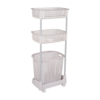 2-Tier Plastic Laundry Basket Storage Trolley