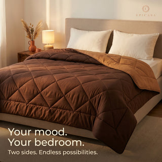 Epicasa Reversible Comforter | 200 GSM Thermal Bonded Fill | 110 GSM Micro Peach Fabric | All Season AC Quilt | Diamond Quilted | Lightweight Duvet Blanket for Home Bedroom |