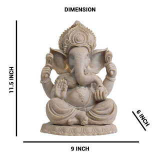 Lord Ganesha Idol made of Sand stone crush - 9 x 6 x 11.5 Inch, 2.7 Kg