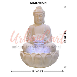 Small White Lotus Buddha Water Fountain