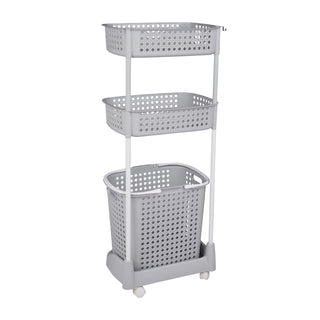 2-Tier Plastic Laundry Basket Storage Trolley