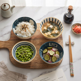 Classic Lining Ceramic Bowl Set for Kitchen & Dining Microwave Safe