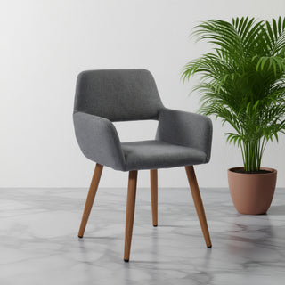 Alice Dining Chair Fabric with Wooden Legs - Grey