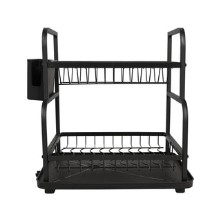 Dish Drainer Drying Rack Carbon Steel 2 Tier – Black