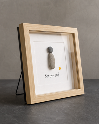 Bro You Rock - Handcrafted Natural Pebble Art Frame