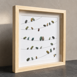 Kindred Wings – Handcrafted Natural Pebble Art Frame