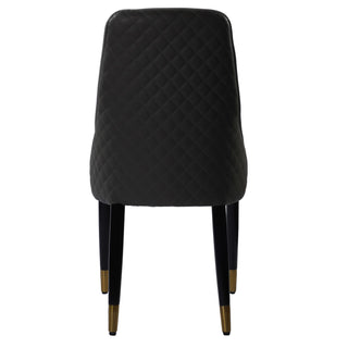 Elena Leather Dining chair with Gold Finish Metal Legs - Grey