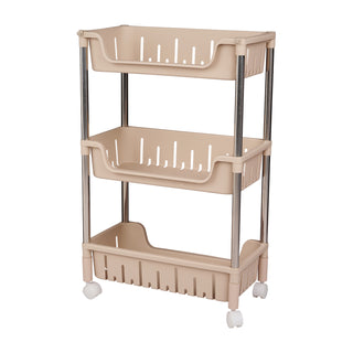 Metal Rod Storage Trolley - Beige