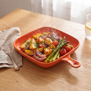 Ceramic Serving Platter with Handle Microwave & Dishwasher Safe