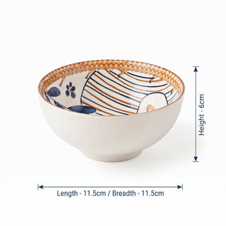 Vintage Floral Ceramic Bowl Set for Kitchen & Dining Microwave Safe