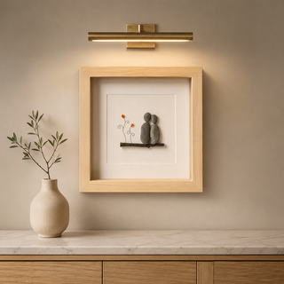 Handcrafted Natural Pebble Art Couple Frame