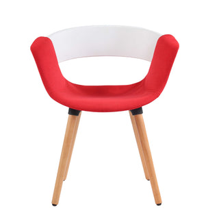 Casper Armrest Café Chair With Wooden Legs - Red