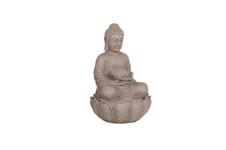 Sandstone Meditating Buddha Statue on Lotus