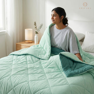 Epicasa Reversible Comforter | 200 GSM Thermal Bonded Fill | 110 GSM Micro Peach Fabric | All Season AC Quilt | Diamond Quilted | Lightweight Duvet Blanket for Home Bedroom |