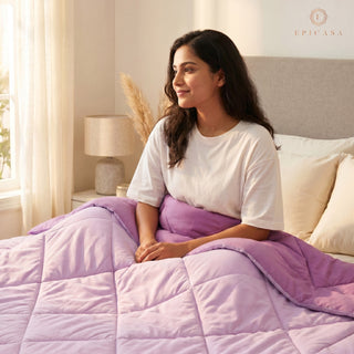 Epicasa Reversible Comforter | 200 GSM Thermal Bonded Fill | 110 GSM Micro Peach Fabric | All Season AC Quilt | Diamond Quilted | Lightweight Duvet Blanket for Home Bedroom |