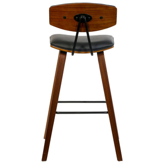 Dario Wooden High Chair With Curvy Leather Seat And Backrest.