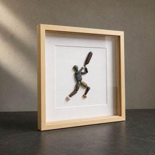 The Perfect Innings — Handcrafted Cricket Pebble Art Frame