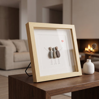 The Three of Us — Handcrafted Pebble Art Frame