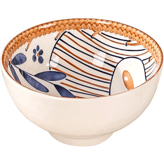 Vintage Floral Ceramic Bowl Set for Kitchen & Dining Microwave Safe