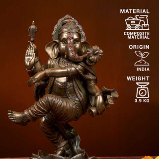Lord Ganesha Nataraja pose idol made of Bonze Composite - 13 x 11 x 17.5 Inch, 3.9 Kg