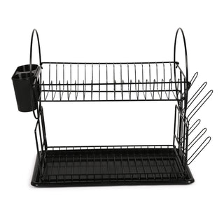 Multipurpose Dish Drying Rack Carbon Steel 2 Tier – Black