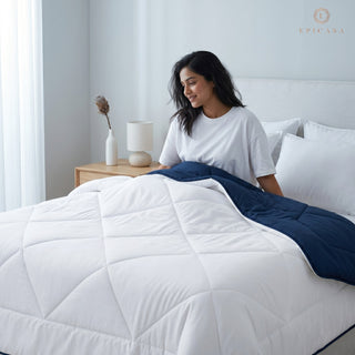 Epicasa Reversible Comforter | 200 GSM Thermal Bonded Fill | 110 GSM Micro Peach Fabric | All Season AC Quilt | Diamond Quilted | Lightweight Duvet Blanket for Home Bedroom |