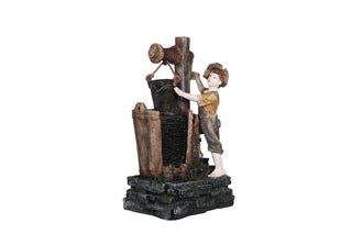 Boy with Hand-Pump Fountain