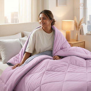 Epicasa Reversible Comforter | 200 GSM Thermal Bonded Fill | 110 GSM Micro Peach Fabric | All Season AC Quilt | Diamond Quilted | Lightweight Duvet Blanket for Home Bedroom |