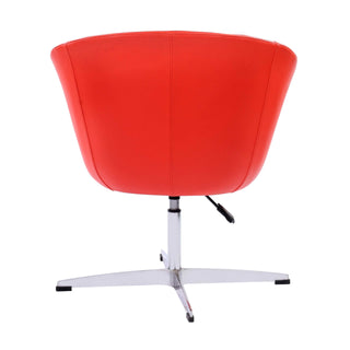 Valencia Revolving Leather Upholstered Aluminium Base Lounge Chair - Red Chair urbancart