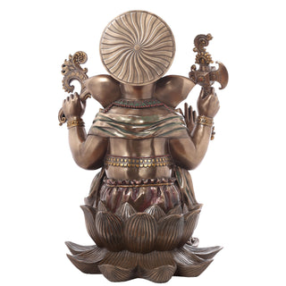 Lord Ganesha sitting on lotus Idol made of Bronze Composite - 18 x 15 x 24 Inch, 11.1 Kg