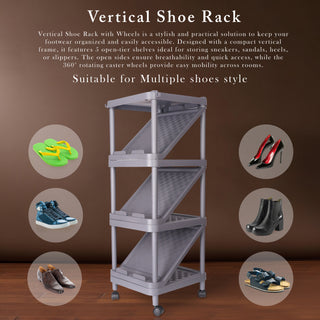 4-Tier Shoe Rack Organizer 7-Pair Capacity - Purple
