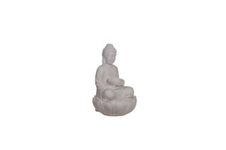 White Meditating Buddha Statue Sitting on Lotus